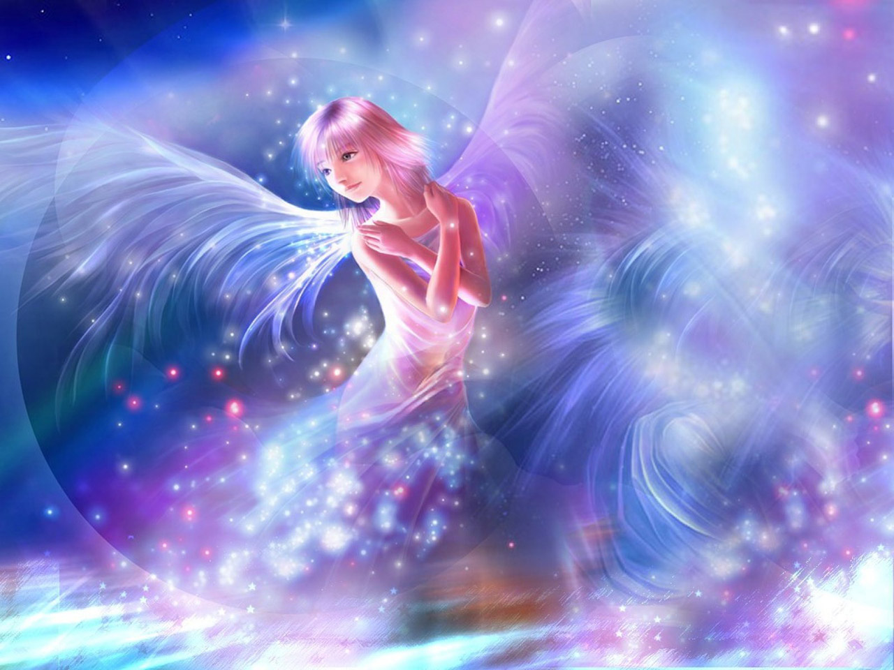 Shining Angel Fantasy Computer Desktop Wallpaper Pictures