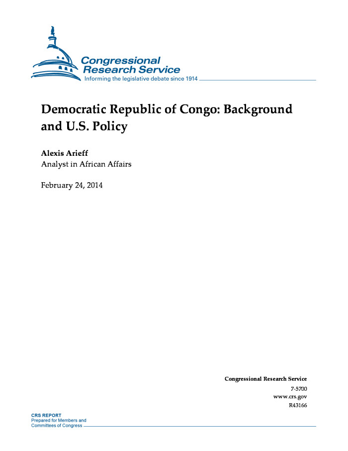 Democratic Republic Of Congo Background And U S Policy Unt