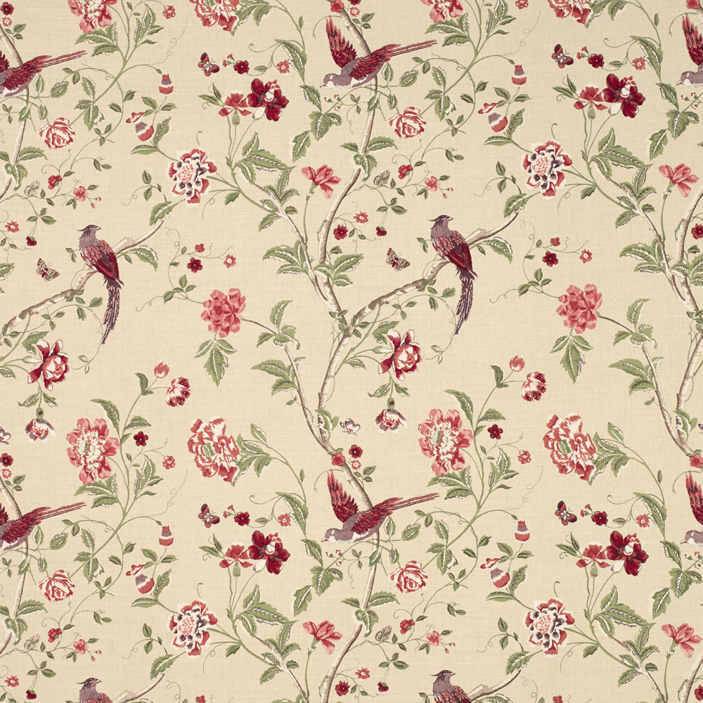 Summer Palace Cranberry Fabric By Laura Ashley