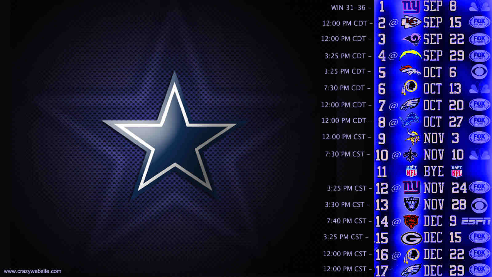 your favorite NFC East division NFL football team the Dallas Cowboys 1600x900