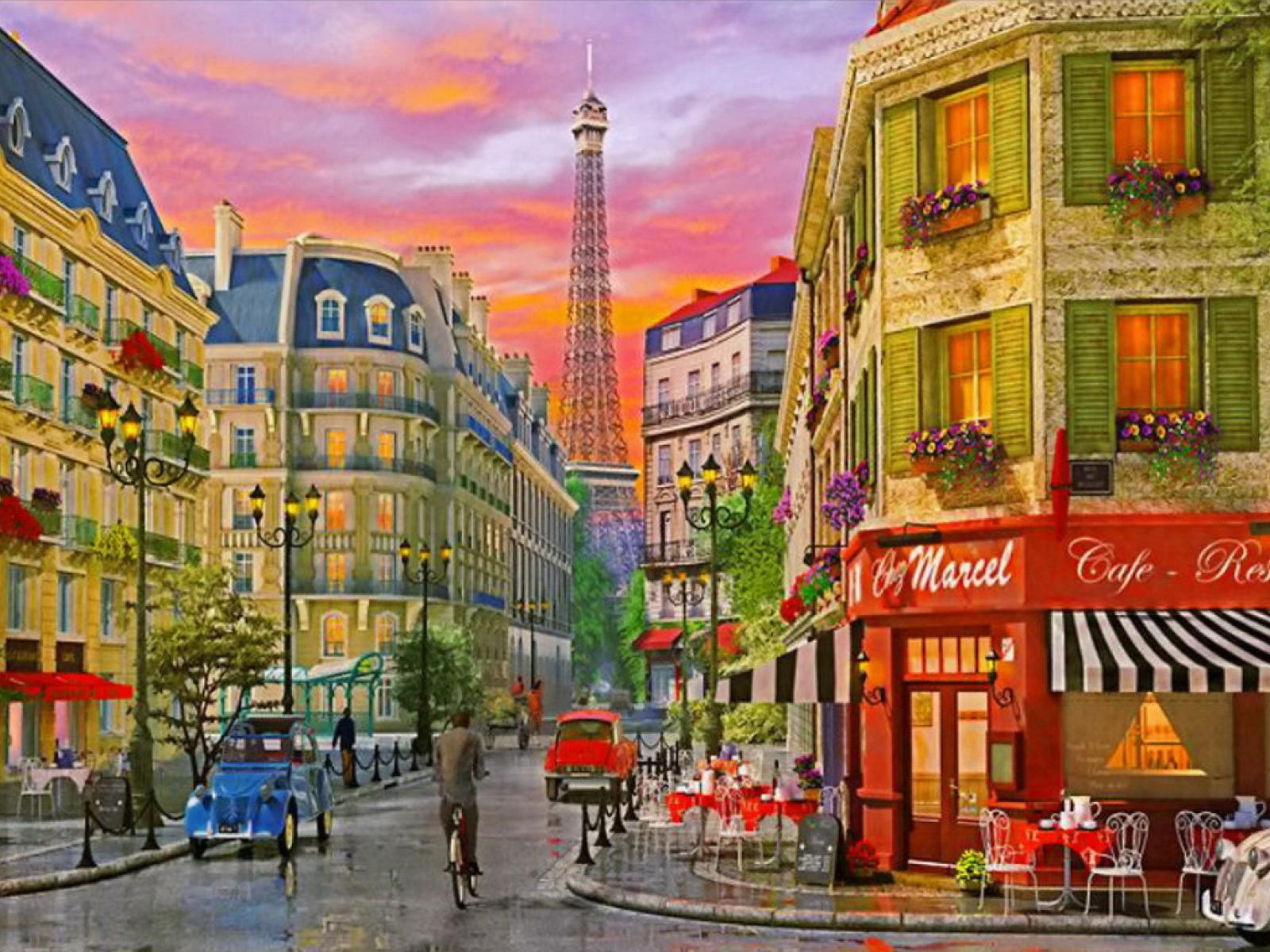 Cafe Restaurant Eiffel Tower Desktop Pc And Mac Wallpaper