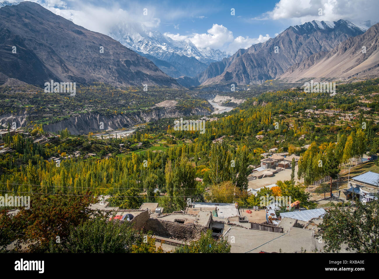 Landscape Of Peaceful Hunza Nagar Valley In Autumn With A