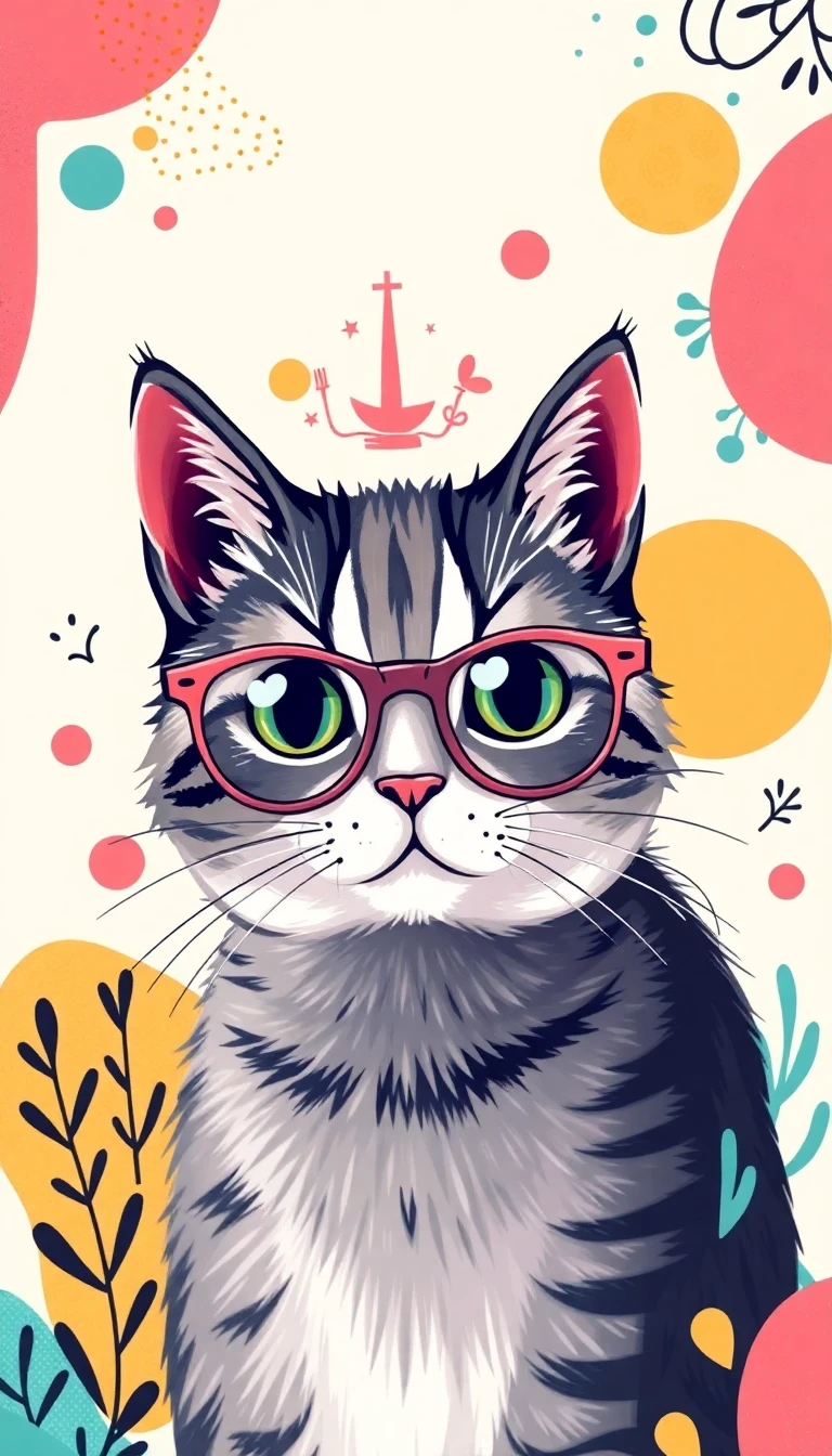 Cat Wearing Glasses Wallpaper