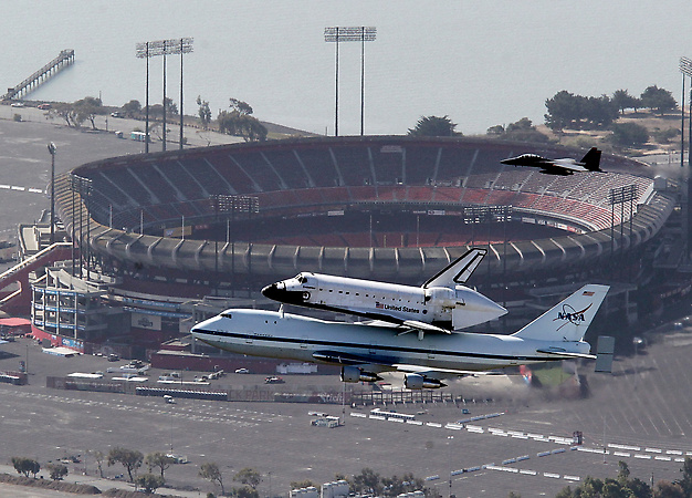 Endeavour Over Dodger Stadium Near Downtown Los Angeles
