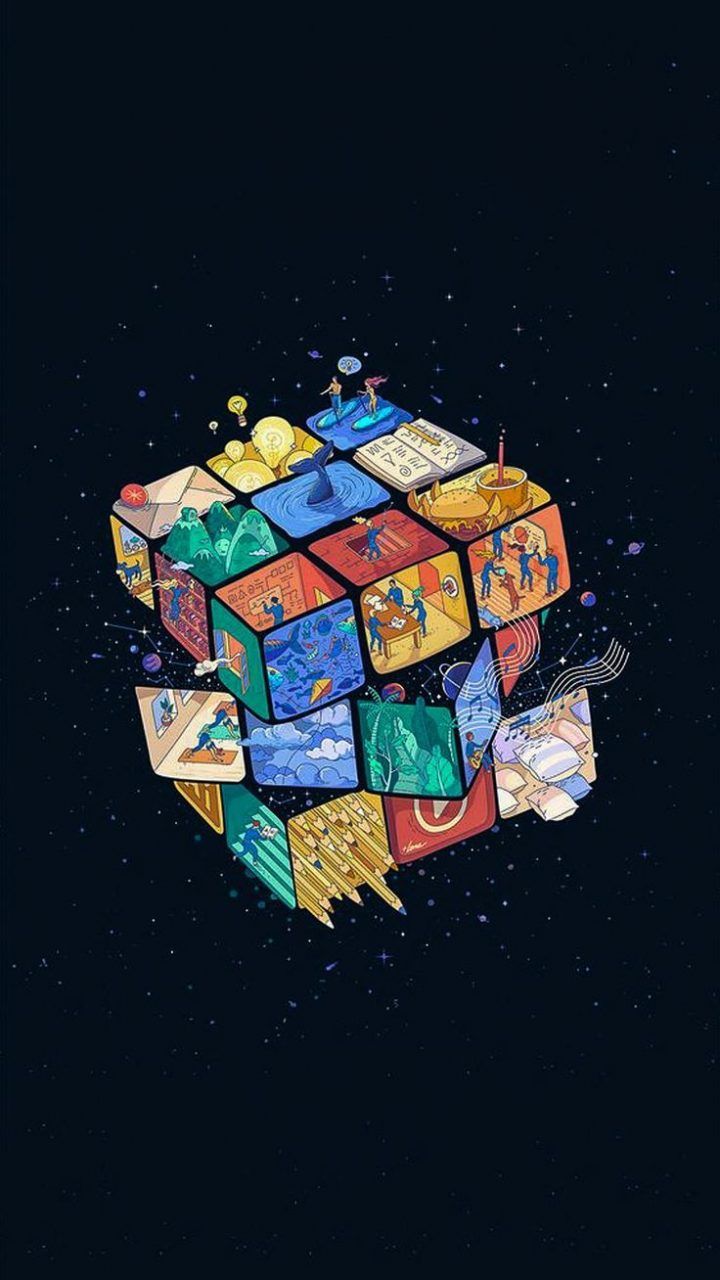 Rubiks Cube Universum Wallpaper Anime Seni
