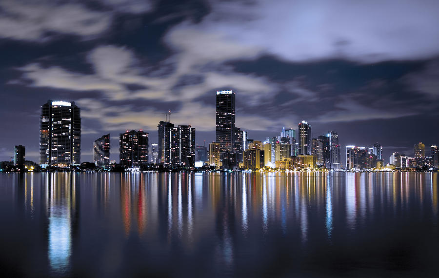 Miami Skyline Night Wallpaper