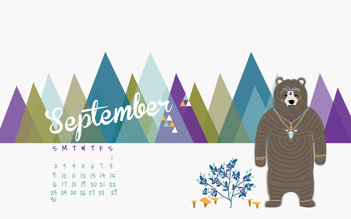 September Desktop Calendar Wallpaper Background Illustration Aztec