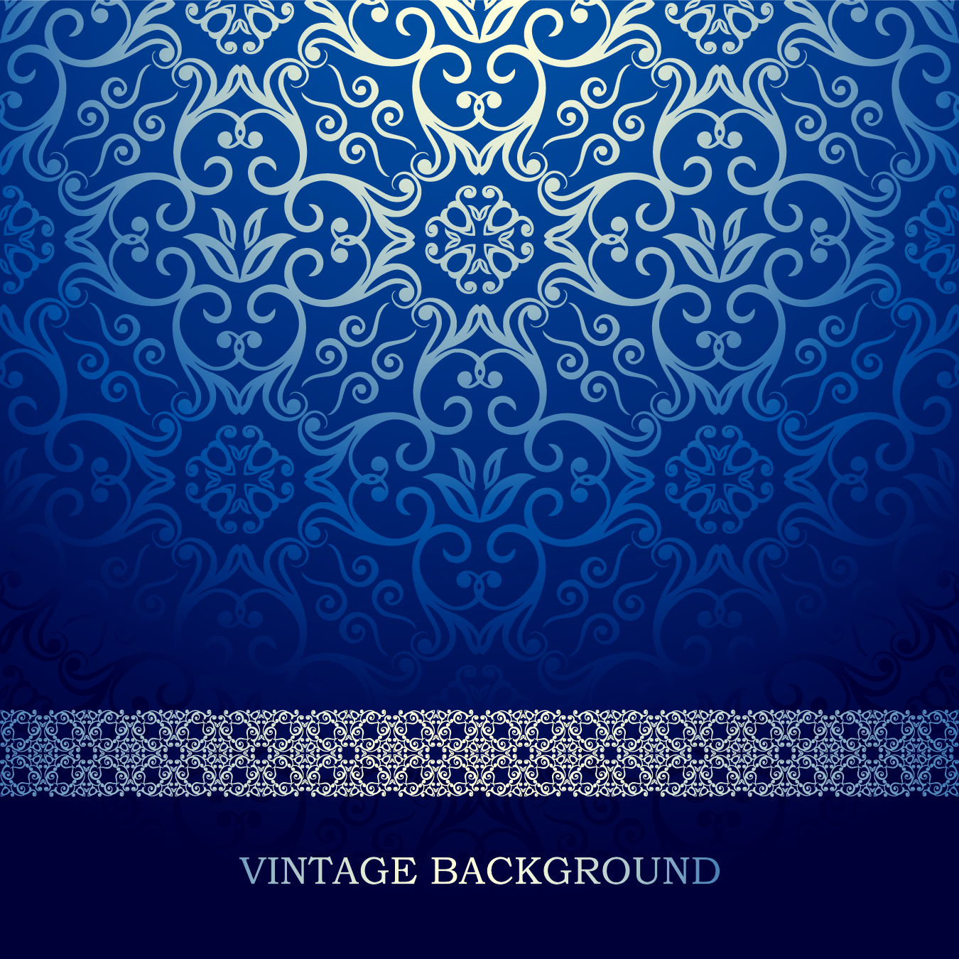 Vector Blue Vintage Floral Wallpaper Background Eps