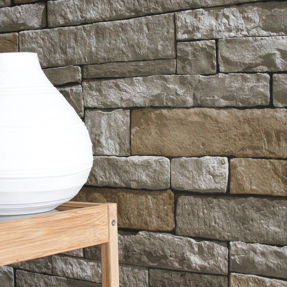 Exclusive Stone Wall Brick Effect Photographic Wallpaper Roll