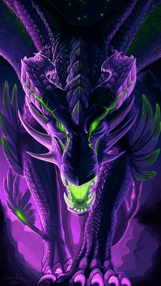 Dragon Neon Purple Green Background Wallpaper Cool Badass