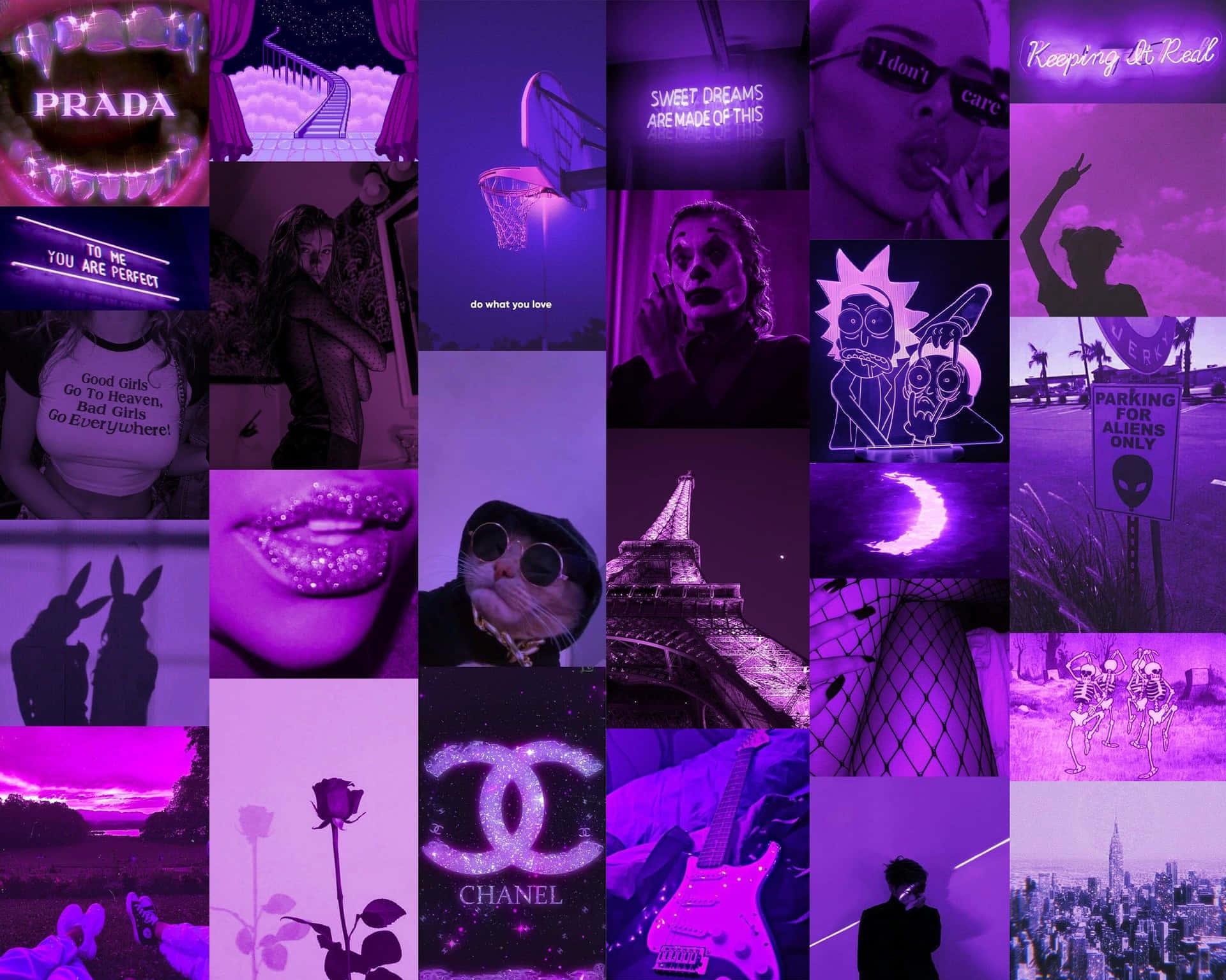 An Aesthetic Collage Of Art And Nature In Purple