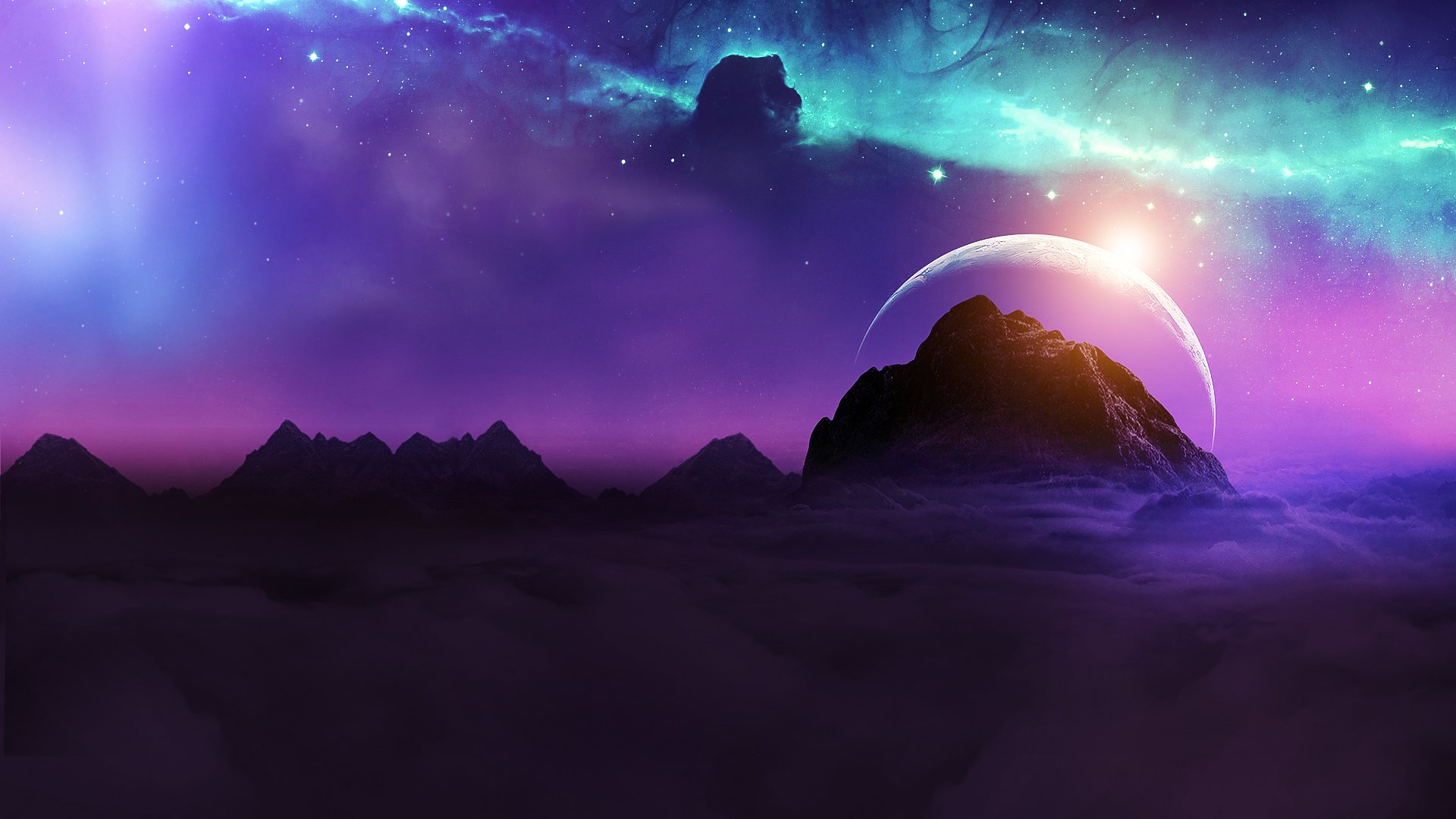 Cosmic Mountain Nebula Wallpaper