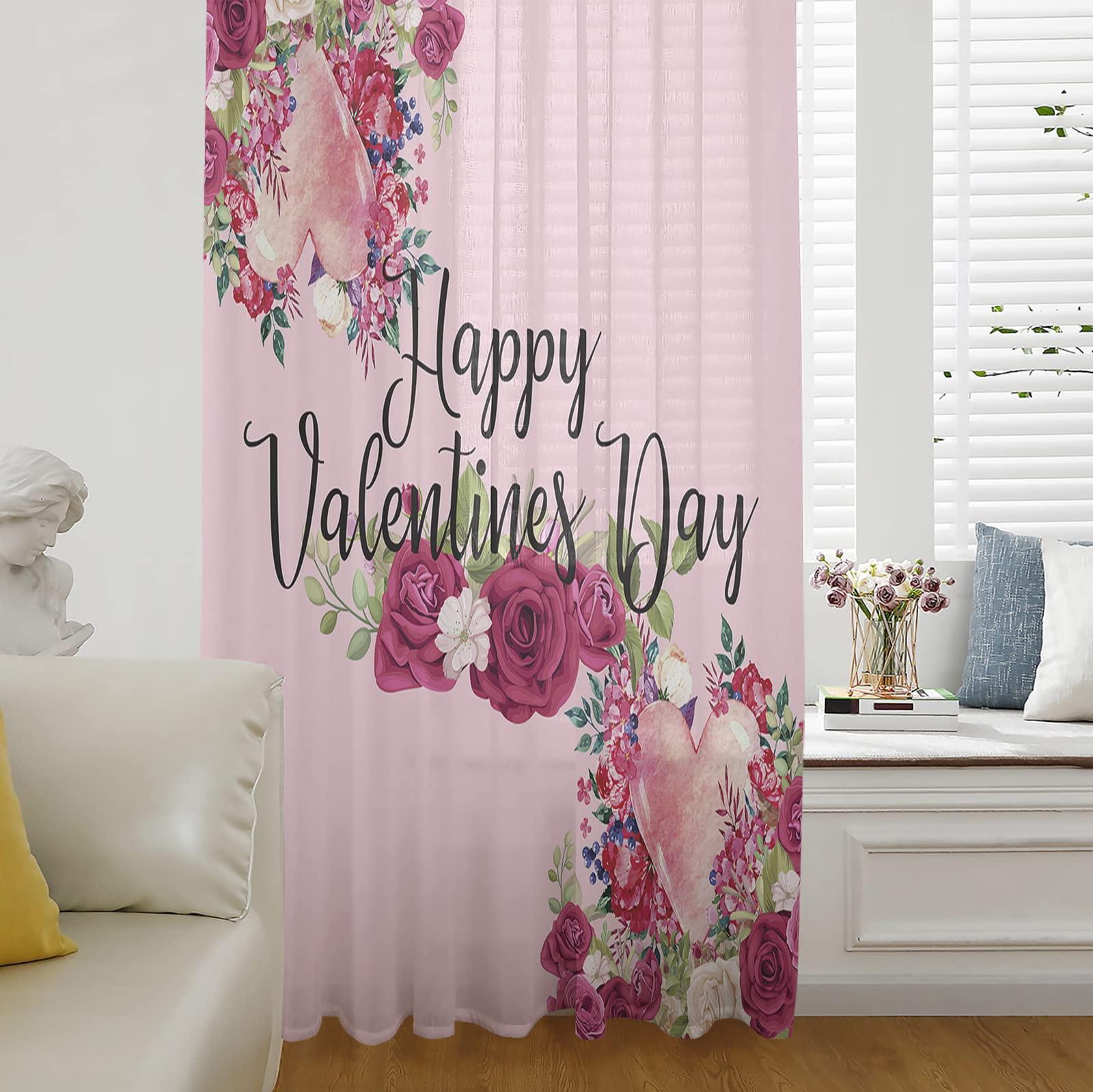 Amazon Valentine S Rose Window Curtains Inches Long Semi