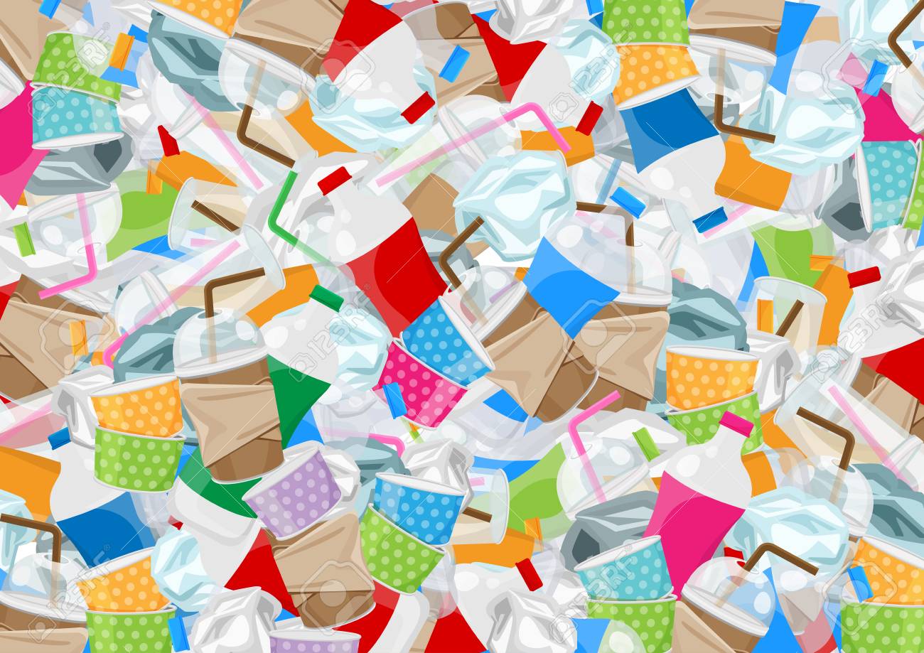 Illustration Of Many Garbage Waste Plastic In Top For