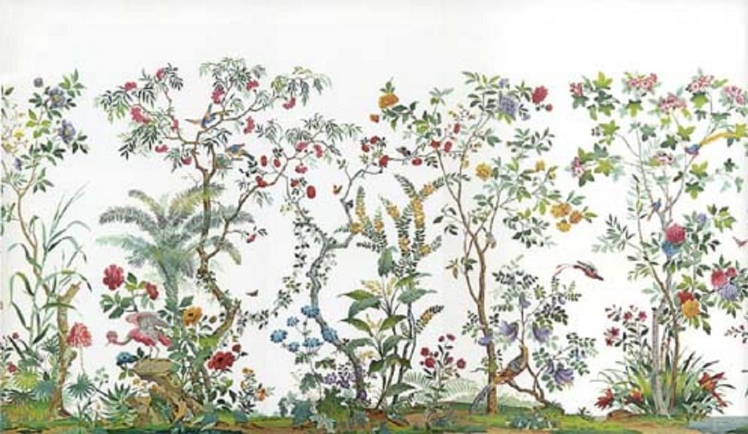Details about Dollhouse Miniature Wallpaper Chinoiserie Garden Mural 1076x625