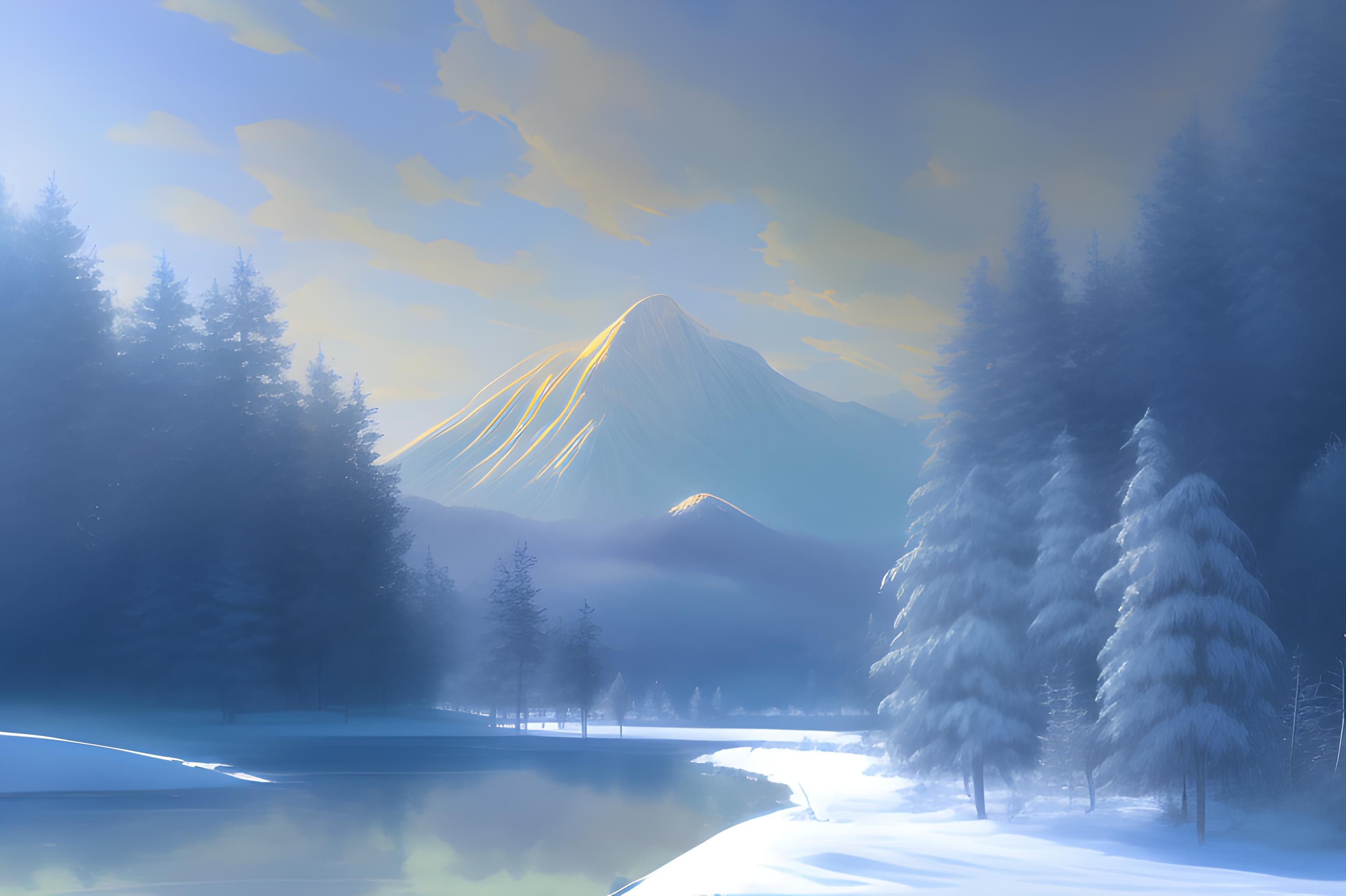 Digital Painting Winter In The Forest Illustration 4k Wallpaper
