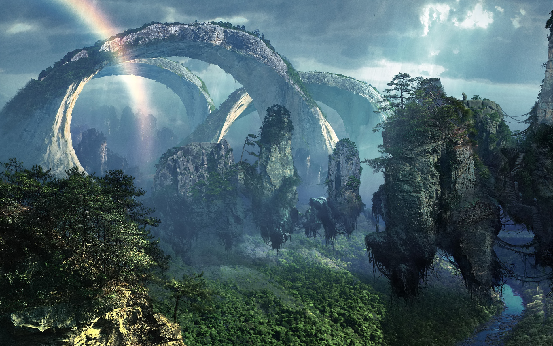 Fantasy Nature Art Magic Island Surreal Dream Wallpaper Background