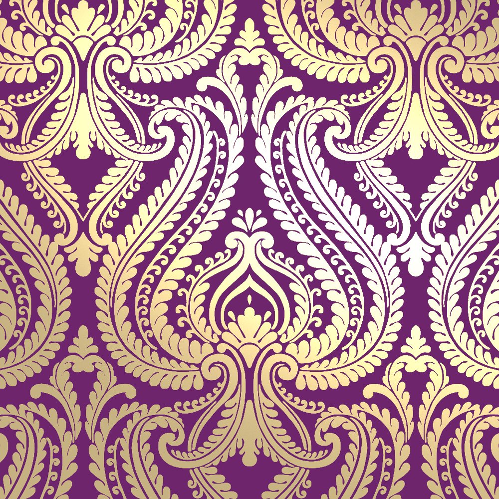 I Love Wallpaper Shimmer Damask Metallic Wallpaper Purple