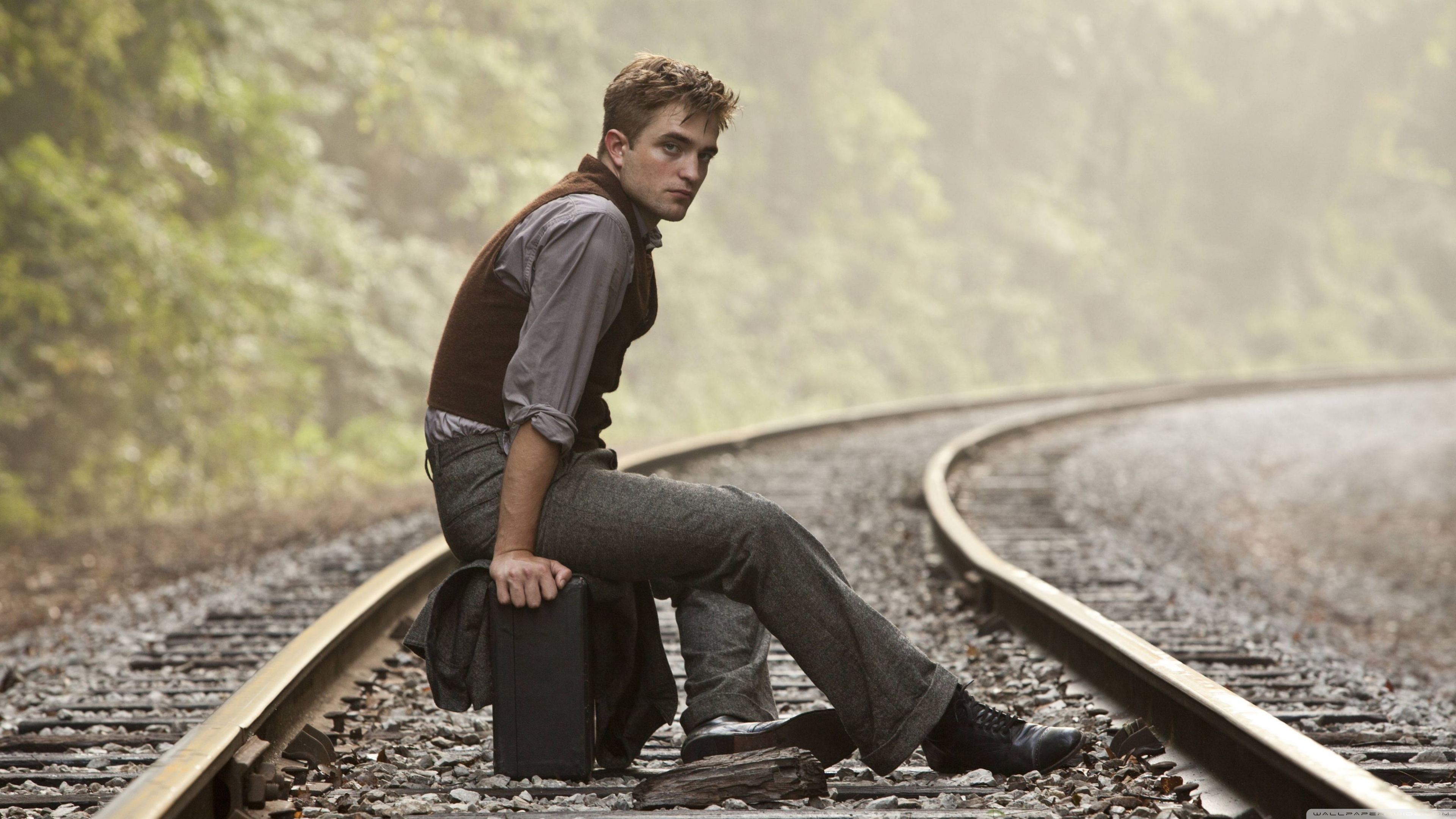 Robert Pattinson On Rail Track 4k HD Desktop Wallpaper For