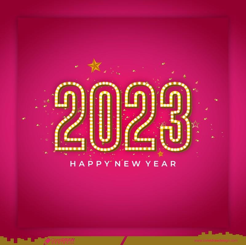 Happy New Year Gold Number Confetti Light Background