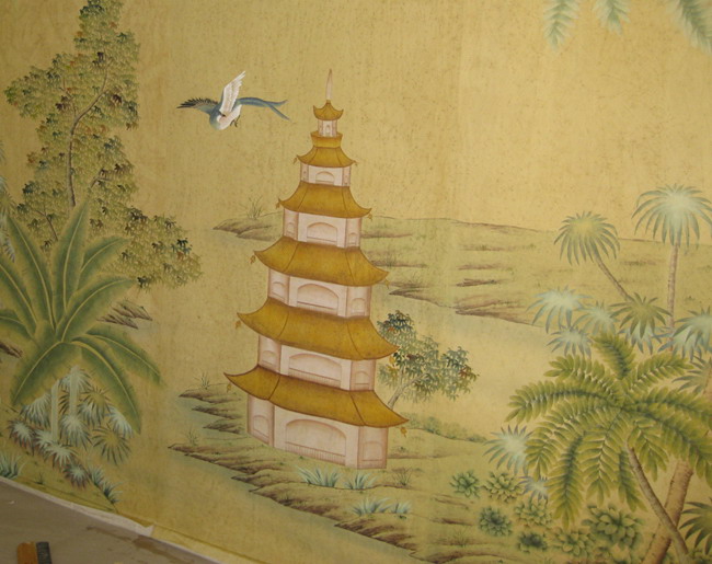 Hand Painted Wallpaper Chinoiserie Silk