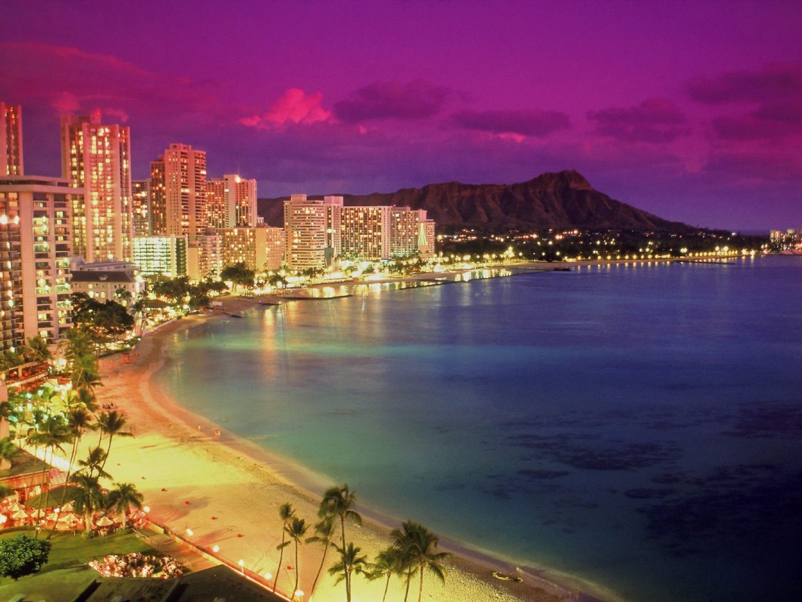 Waikiki At Dusk Hawaii HD Travel Wallpaper For Mobile And Desktop