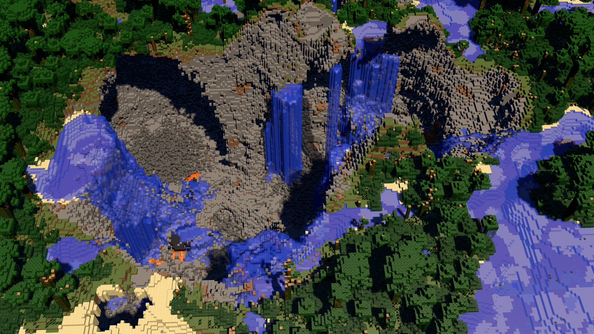 Rendered 4k Minecraft Crater Landscape Wallpaper By Syncedsart On