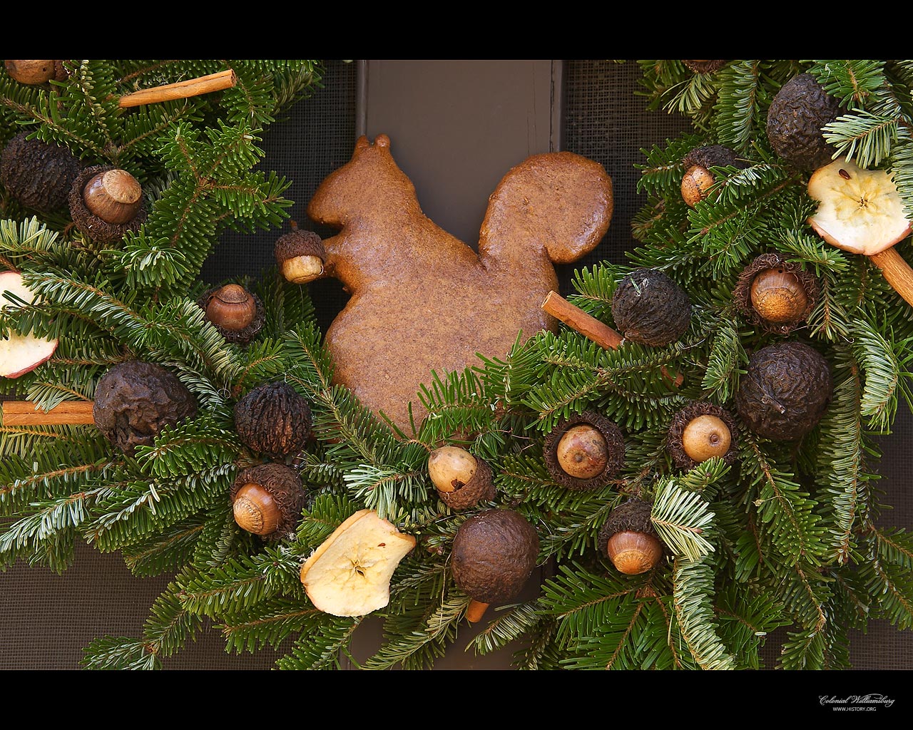 Wreath Decorated With Gingerbread Squirrel