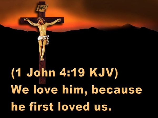 Jesus Christ Cross Wallpaper With Verse We Love Him Because He First