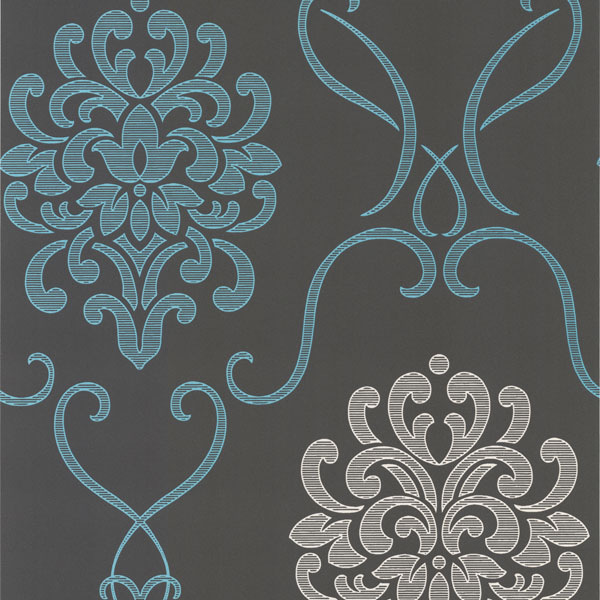 Dl30440 Grey Modern Damask Suzette Decorline Wallpaper