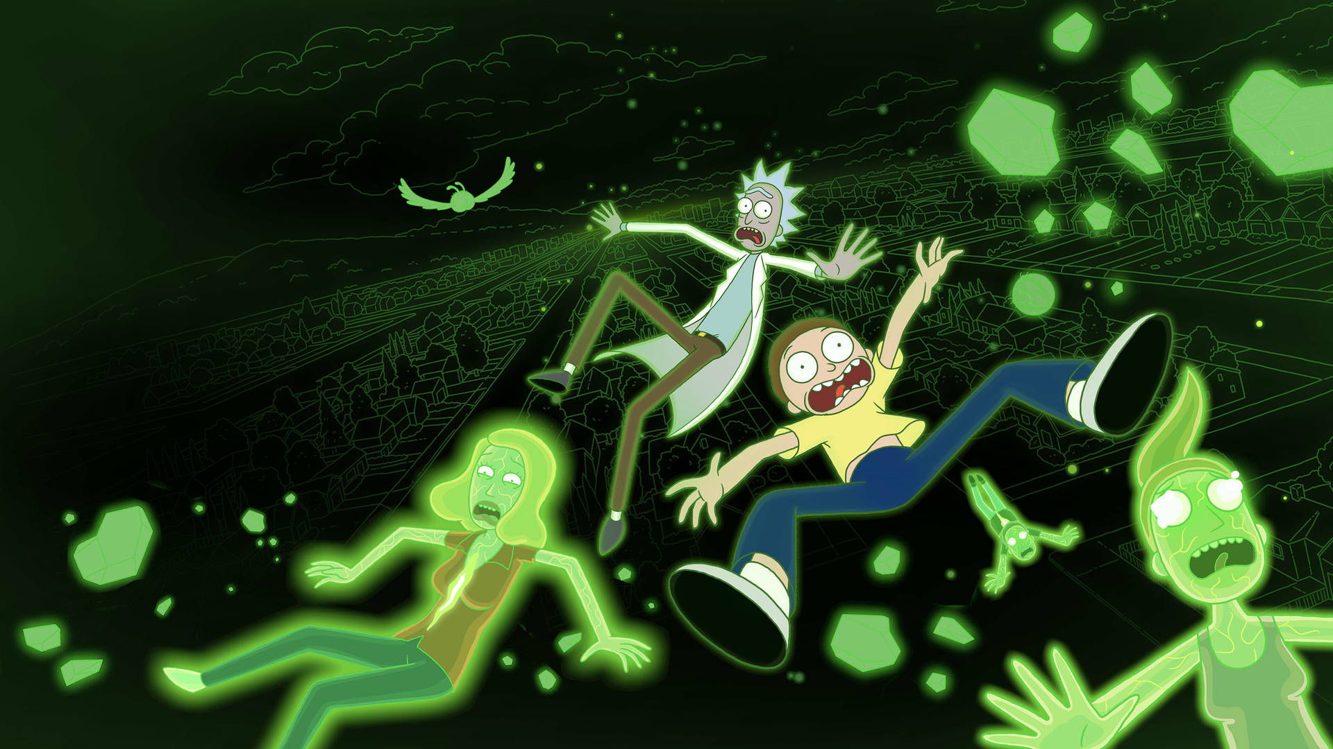 Rick And Morty HD Computer Falling Down Wallpaper