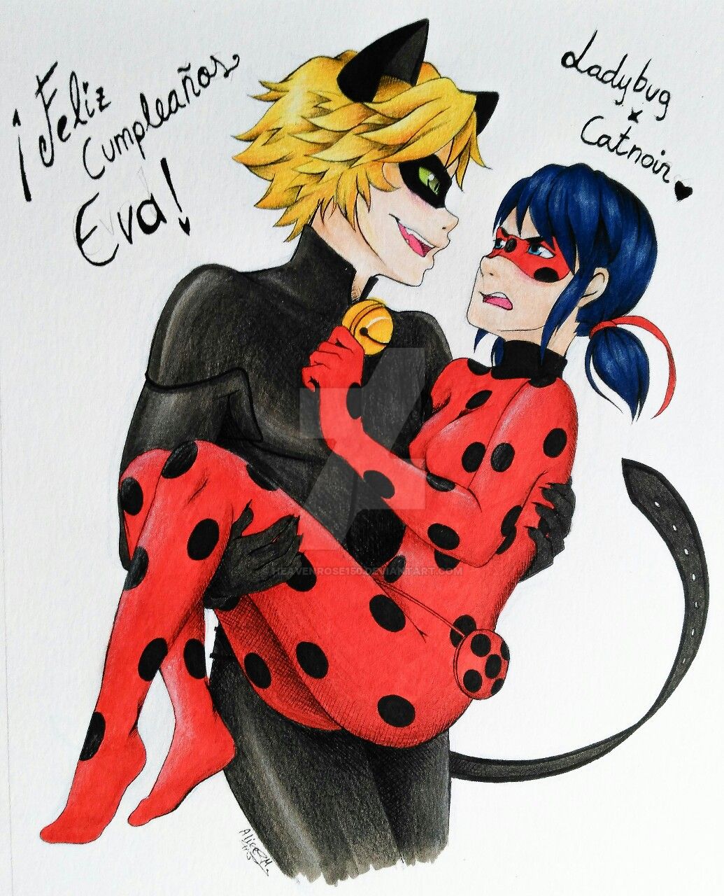 Ladybug X Cat Noir By Heavenrose150 Wallpaper