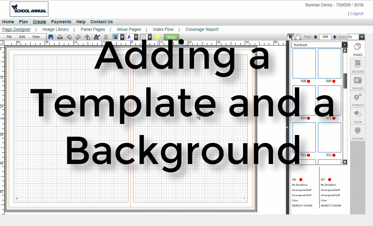 Placing A Template And Background On Your Yearbook School Annual