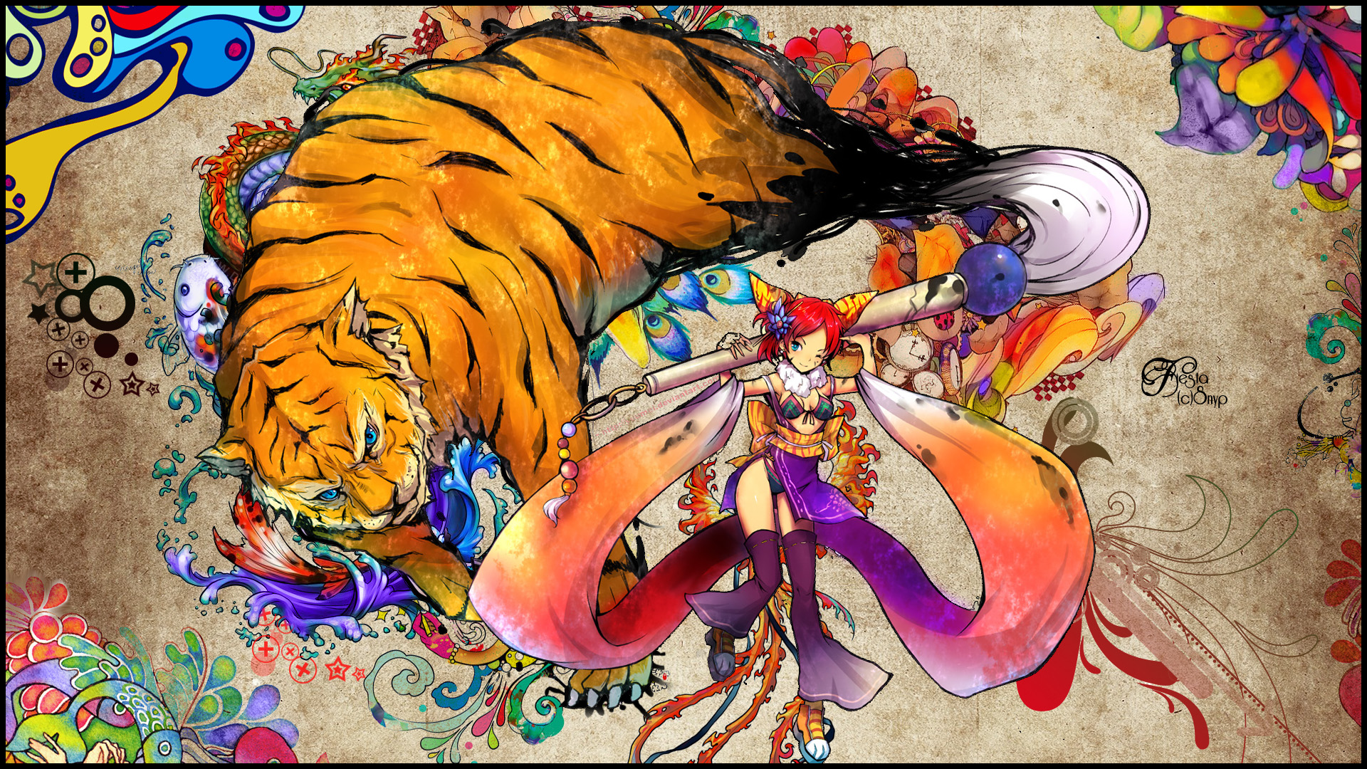Colorful Year Of The Tiger Wallpaper