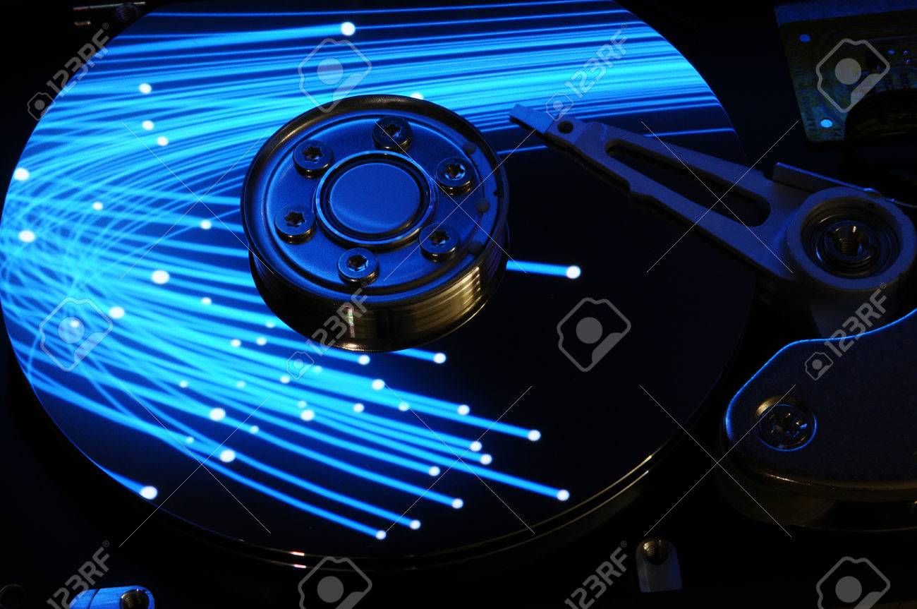 Close Up Of Puter Hard Drive Disc With Abstract Colors