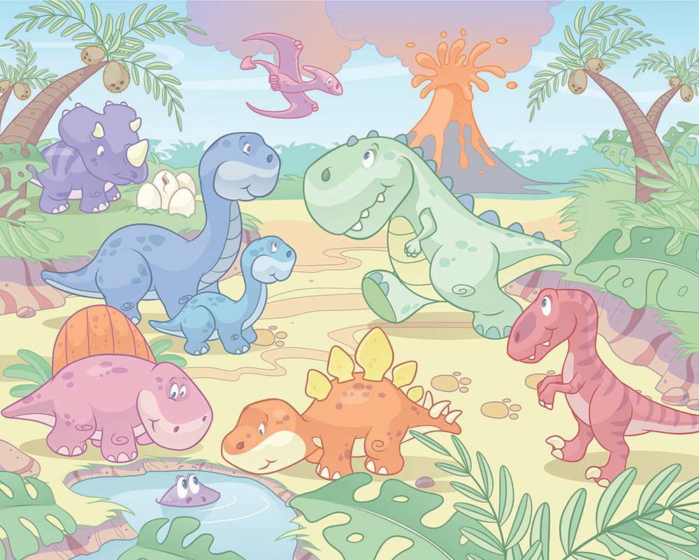 Baby Dino World Nursery Wallpaper Bedroom Murals