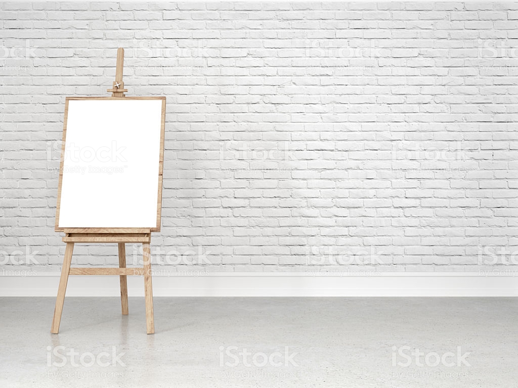 Easel With Blank S In Front Of The White Wall Stock Photo