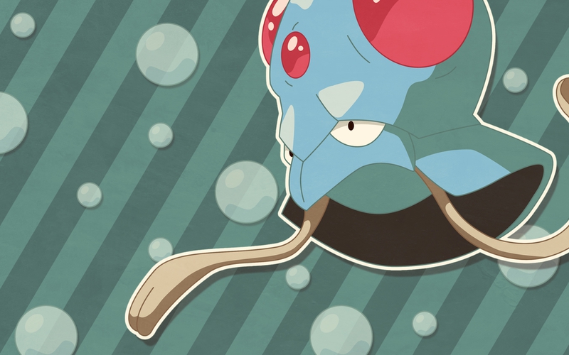 Blue Pokemon Tentacool Anime HD Desktop Wallpaper