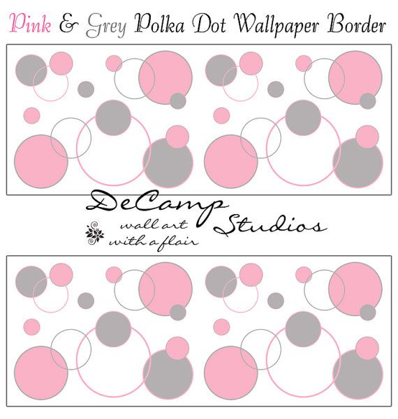🔥 Free download Pink and Grey Polka Dot Circle wallpaper border wall