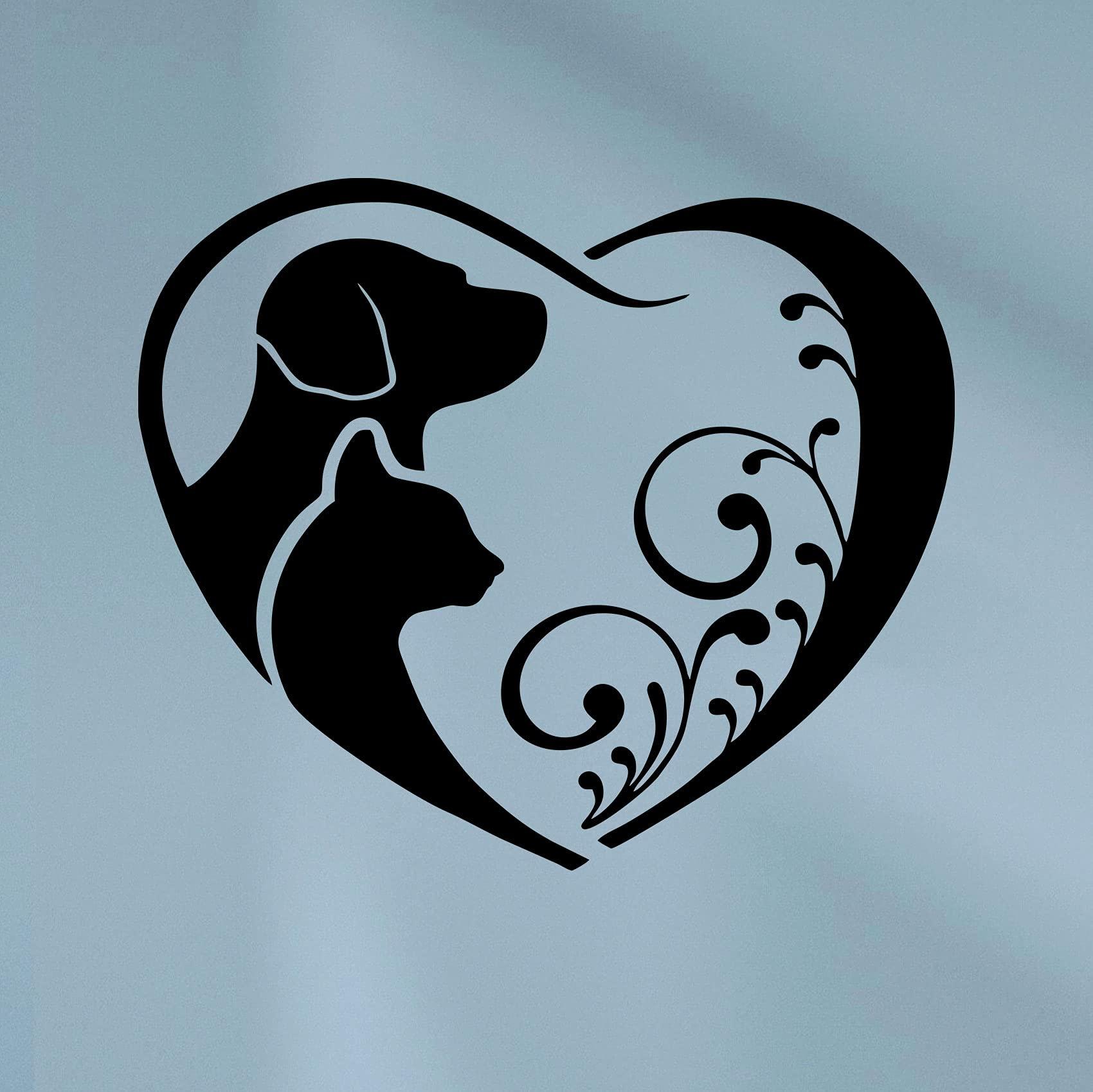 Amazon Jingbelus Dog And Cat Heart Shape Silhouette Wall