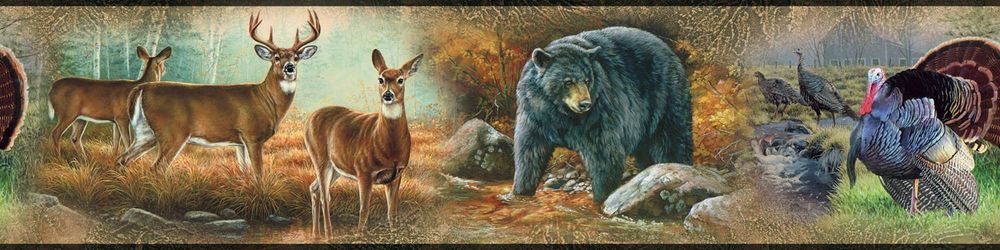 Hunting Outdoors Wall Border Room Decor Decals Wallpaper Wildlife Bear