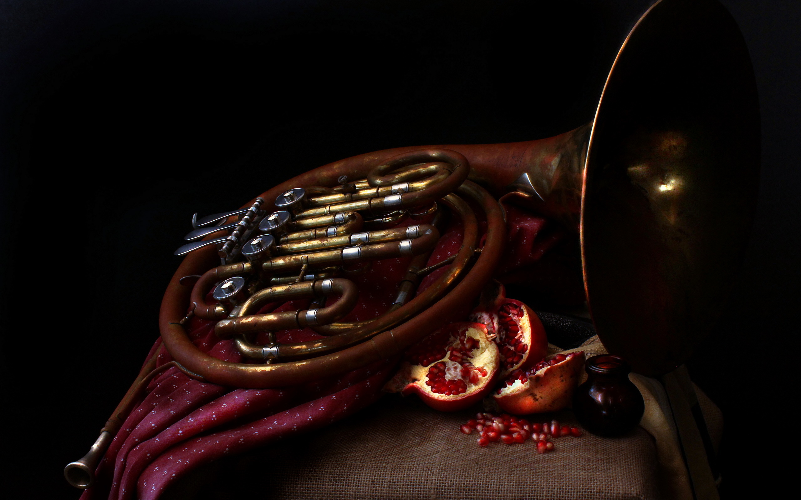 Wallpaper French Horn Pomegranates Music