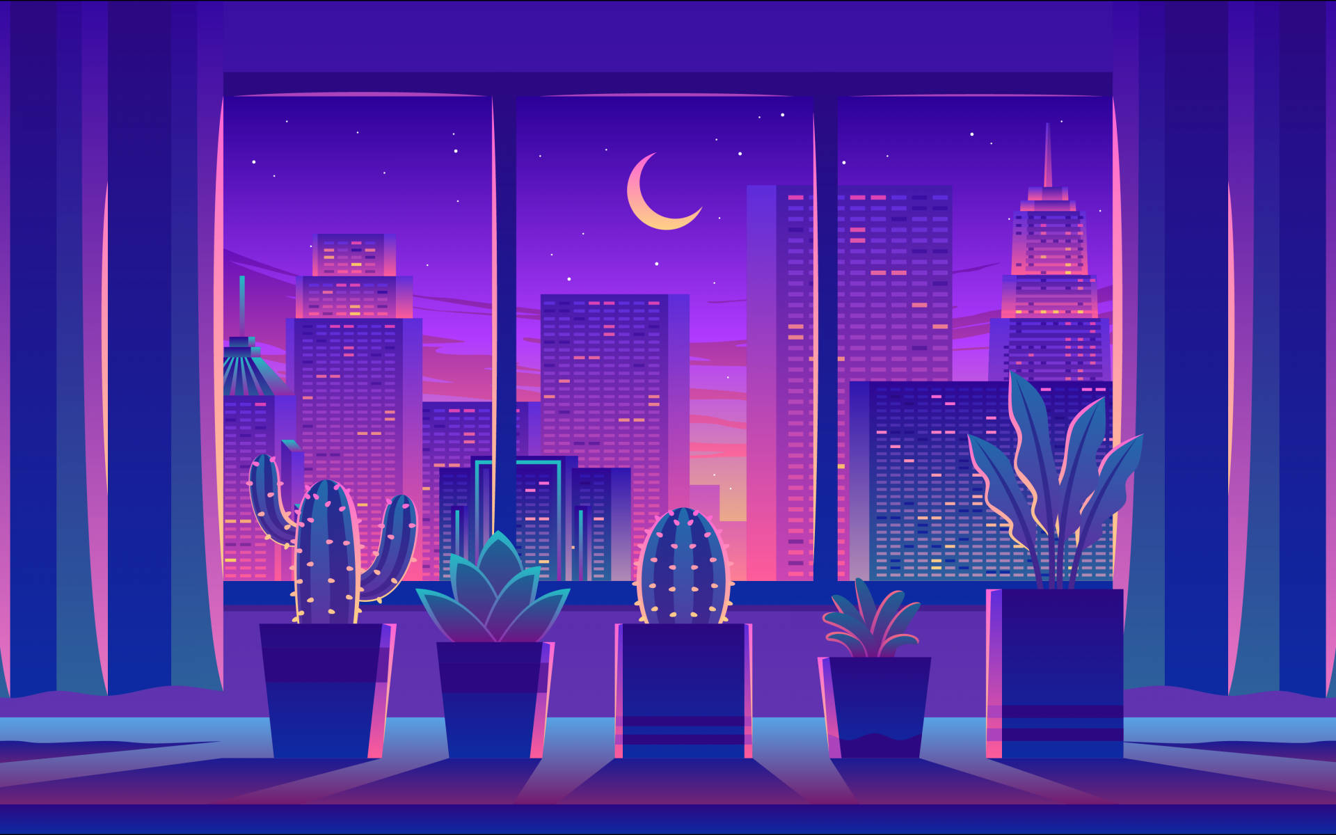 Aesthetic Purple Neon Computer Wallpaper