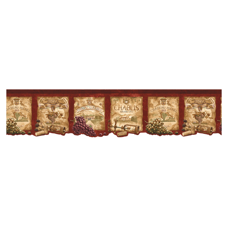 Shop Norwall Kitchen Style Wine Label Wallpaper Border at Lowescom