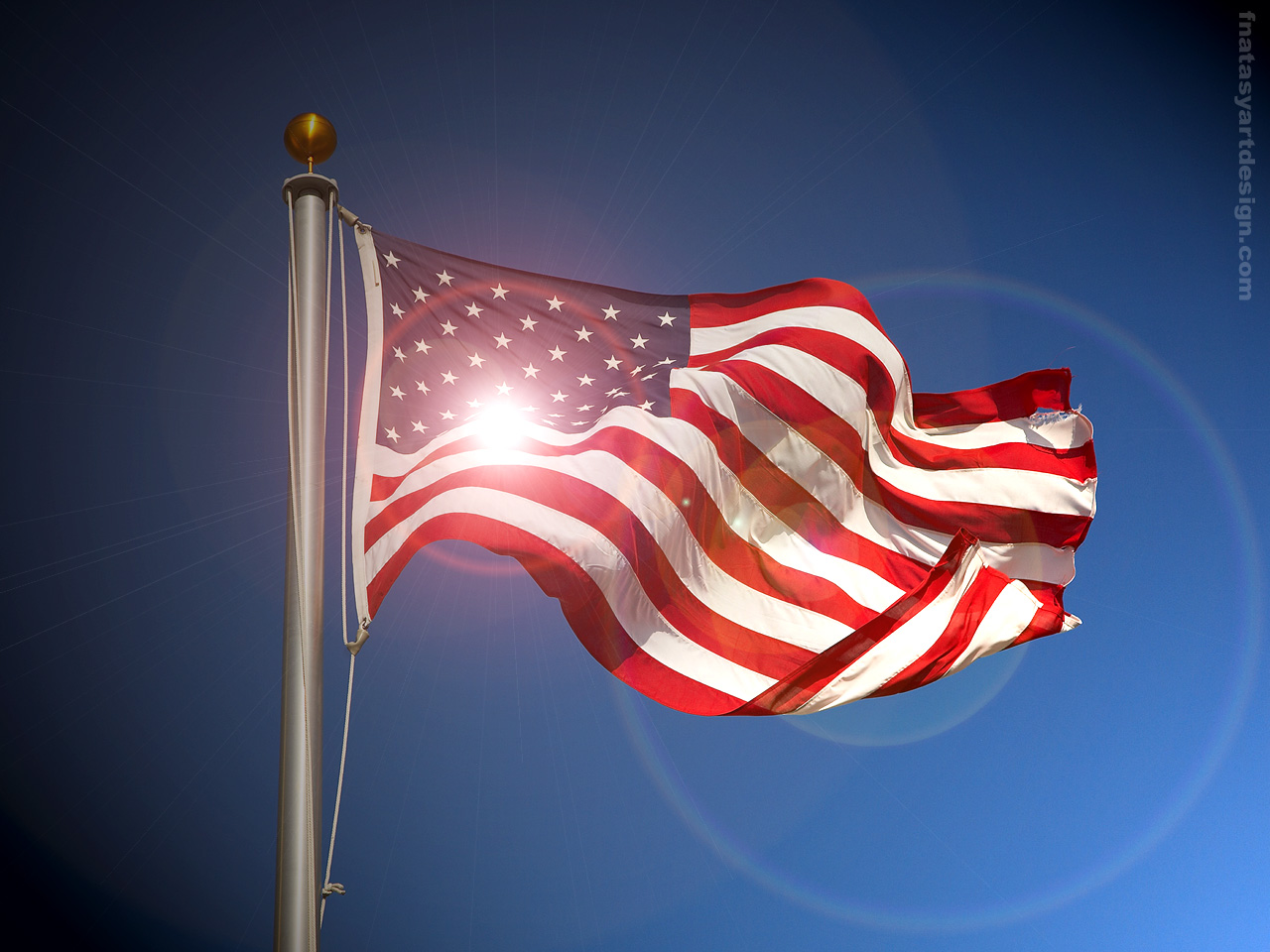 American flag desktop sunrise Photo Manipulation Abstract