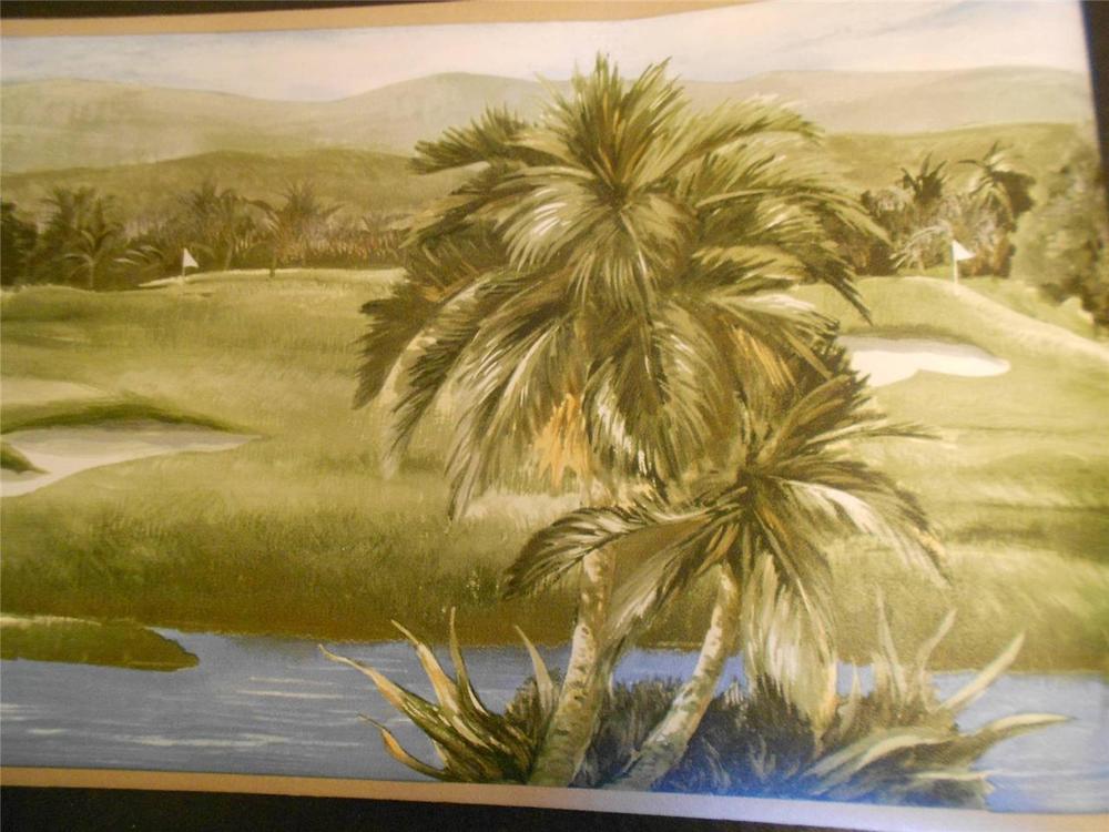 New Norwall Tropical Golf Course Palm Tree Wallpaper Border 9 x 6