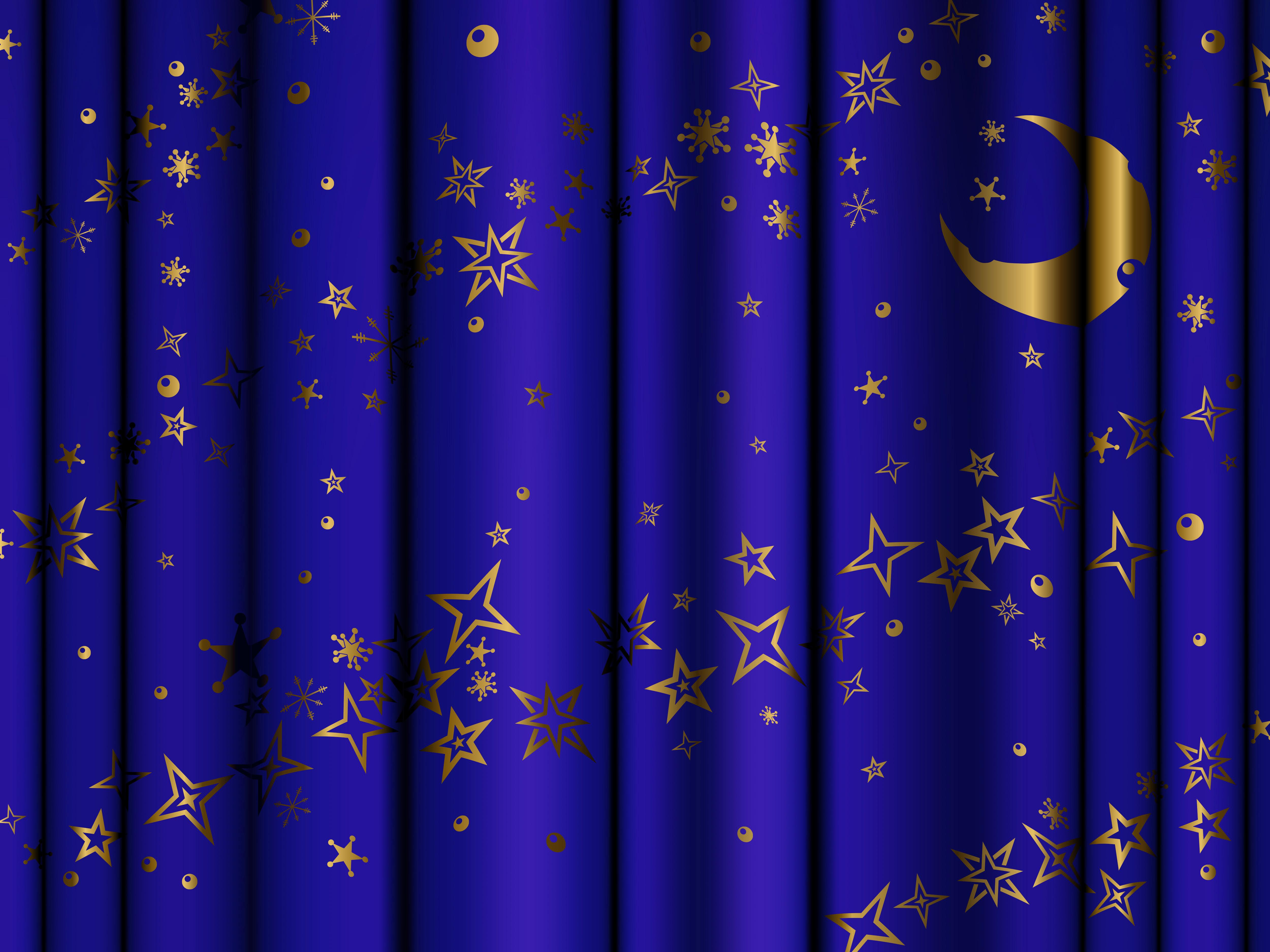 Blue Curtains With Gold Stars And Moon Background Gallery