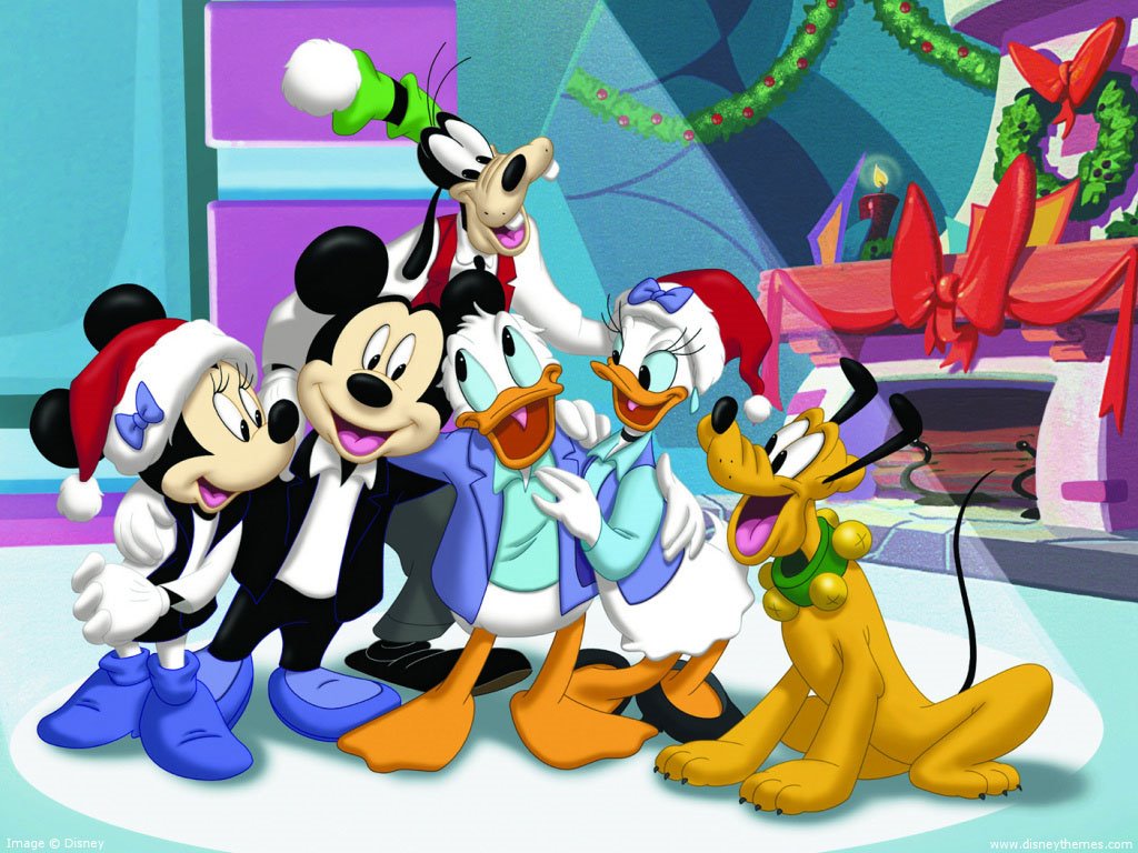 Mouse And Gang Carolling Christmas Wallpaper Cartoon