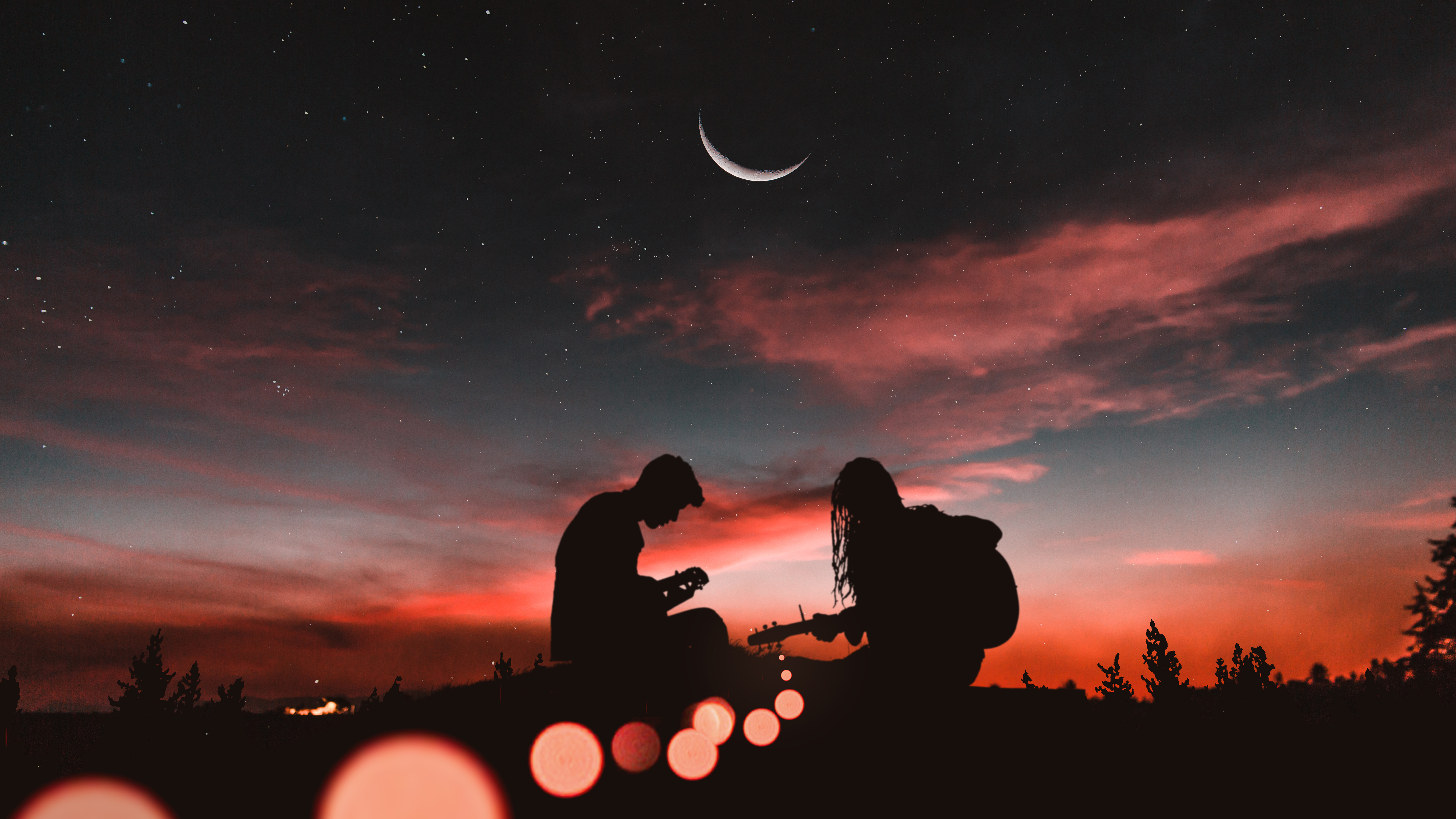 Couple Silhouette 5k Wallpaper