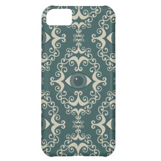 Good Luck Damask Evil Eye Teal Wallpaper Pattern iPhone 5c Covers